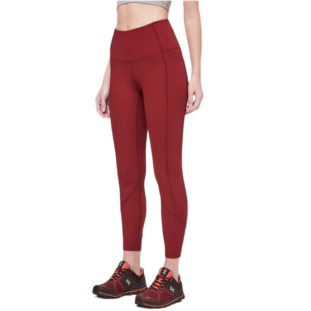 Lululemon Daily Lineup 7/8 Tight Ribbed in Dark Sport Red 25” Size 4